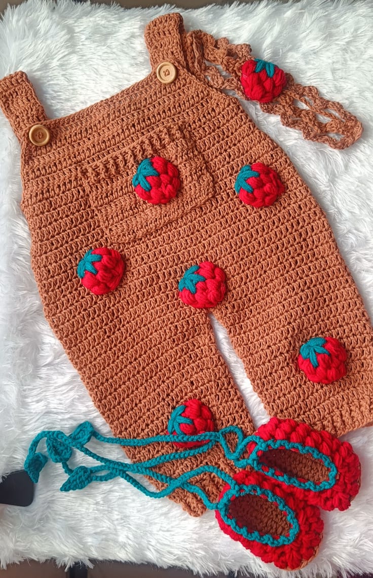 Crochet Strawberry Theme Baby Girl