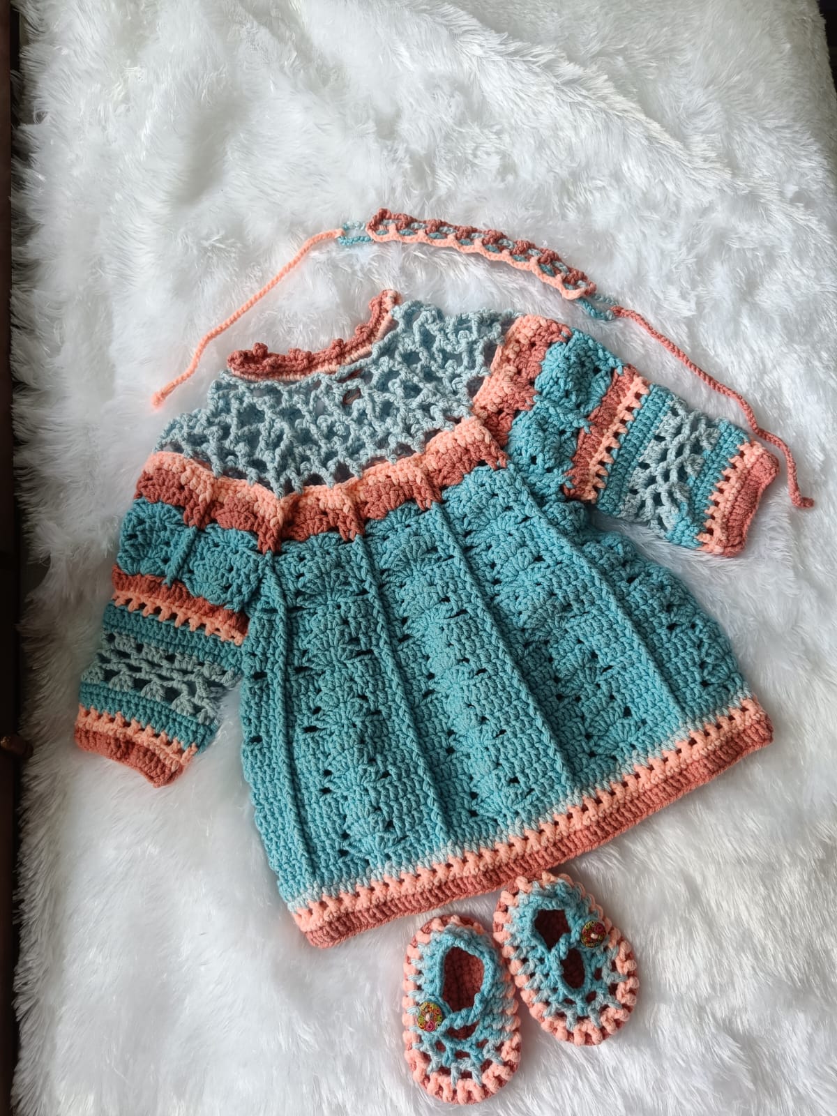 Crochet Baby Girl Spider Halter Neck Dress Set
