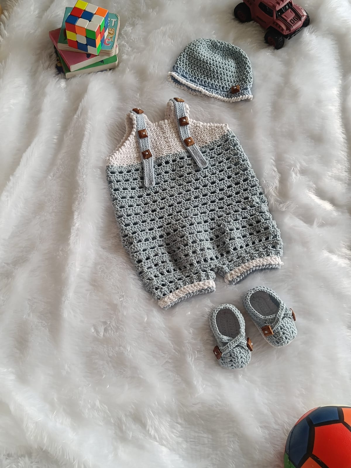Crochet Baby Boy Cute Romper Set